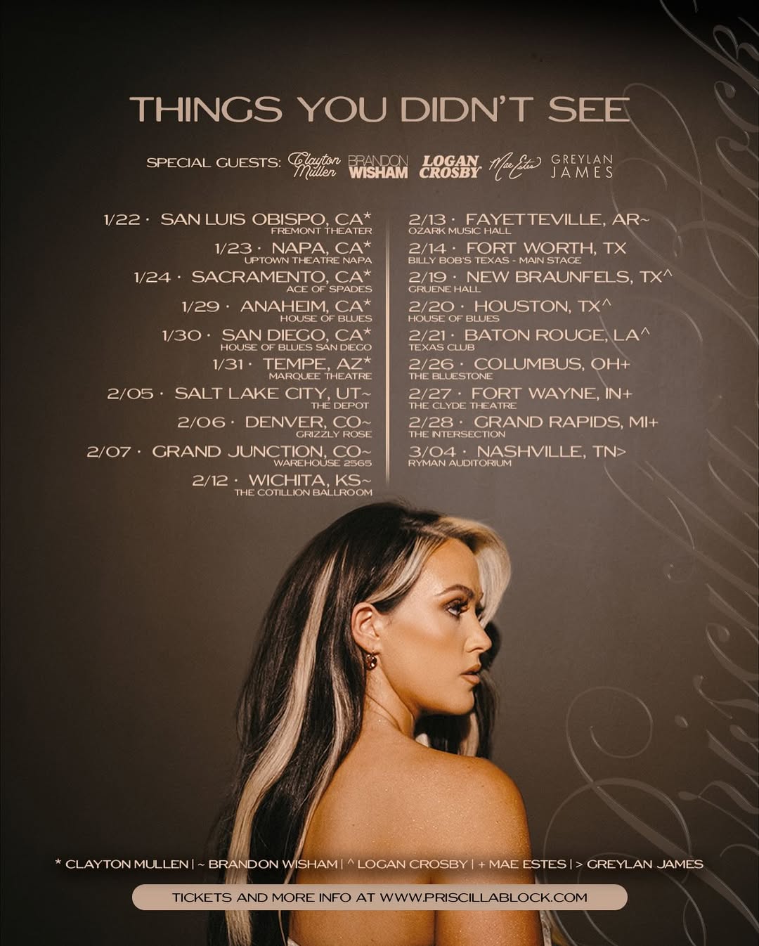Priscilla Block Things You Didnt See Tour Poster 2026